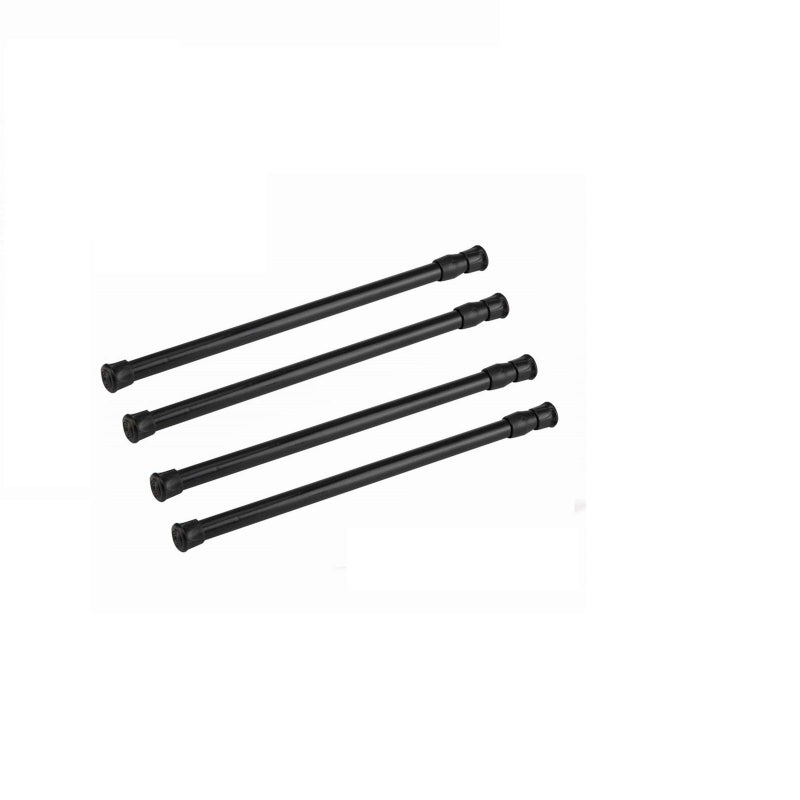 qinnsou Tension Rods, 21.6-35.4 Inch Adjustable Spring Steel Cupboard Bars 4 Pack Tension Curtain Rod Shower Rod Extendable Width (Black) - Image 1